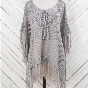 Altar’d State Whitfield Crochet & Fringe Poncho
